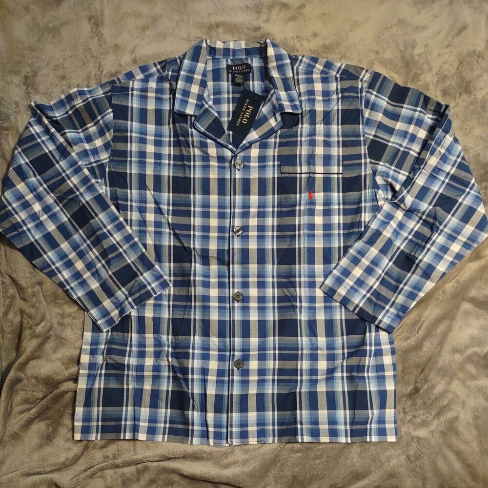 Polo Ralph Lauren P199RL Birdseye 100% Cotton Woven Sleepwear Top ~ Large